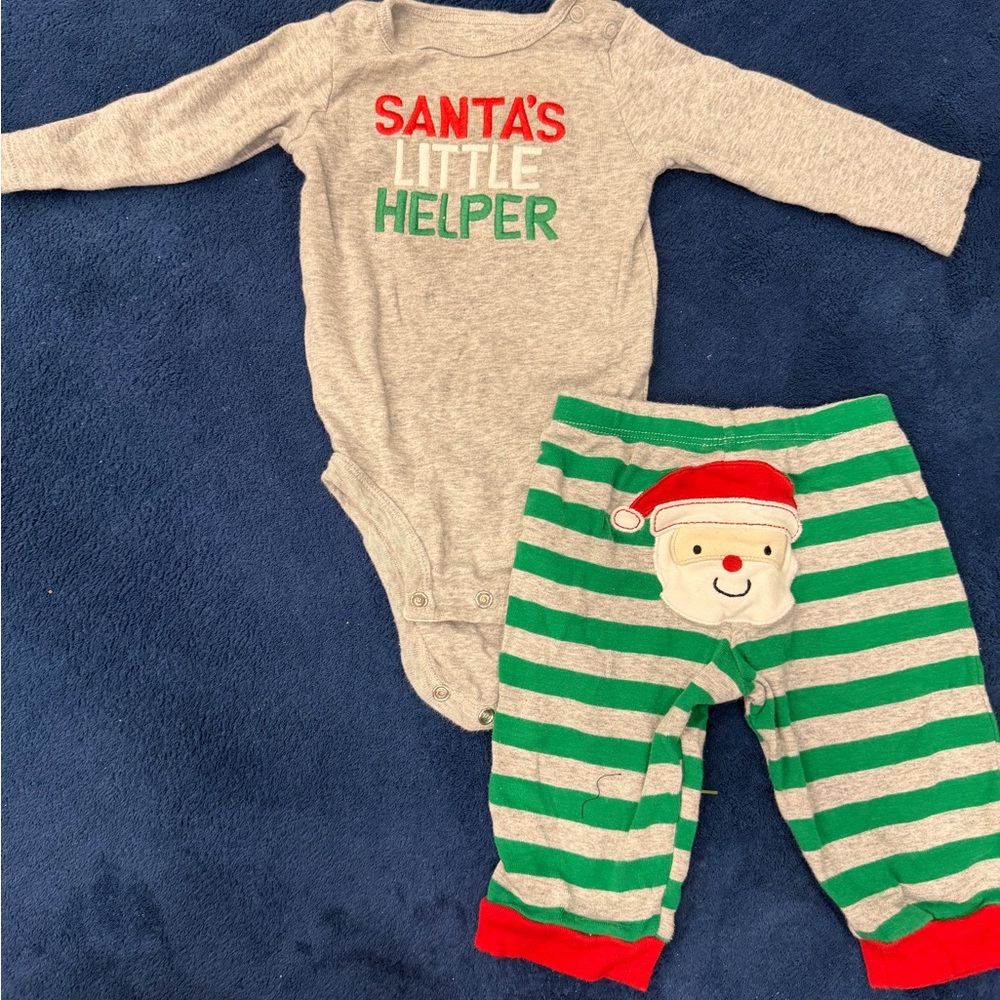 Carter's Green and Gray Striped Baby Outfit